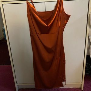NWT Shein Sexy Satin Rust Bodycon Dress